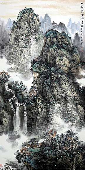 1吕琳清《山高飞云静，清泉石上流》138×68cm  中国画.jpg