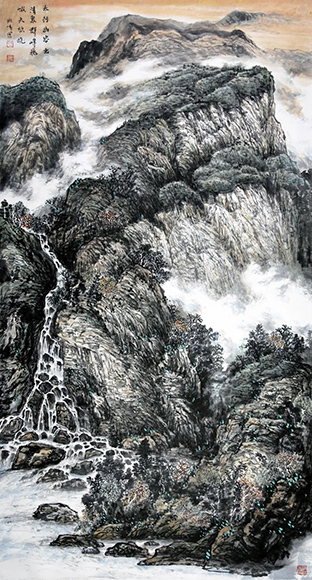 2吕琳清《太行幽谷出清泉》180×96cm  中国画.jpg