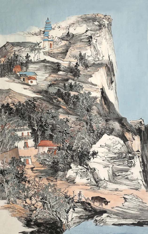 4吕琳清《泉声春色满山谷》138×68cm  中国画.jpg