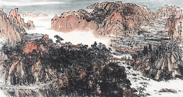 005作者:高炜 题目:《红石邨之春 》尺寸97X183CM 年代:2022年.jpg 005作者:高炜 题目:《红石邨之春 》尺寸97X183CM 年代:2022年.jpg